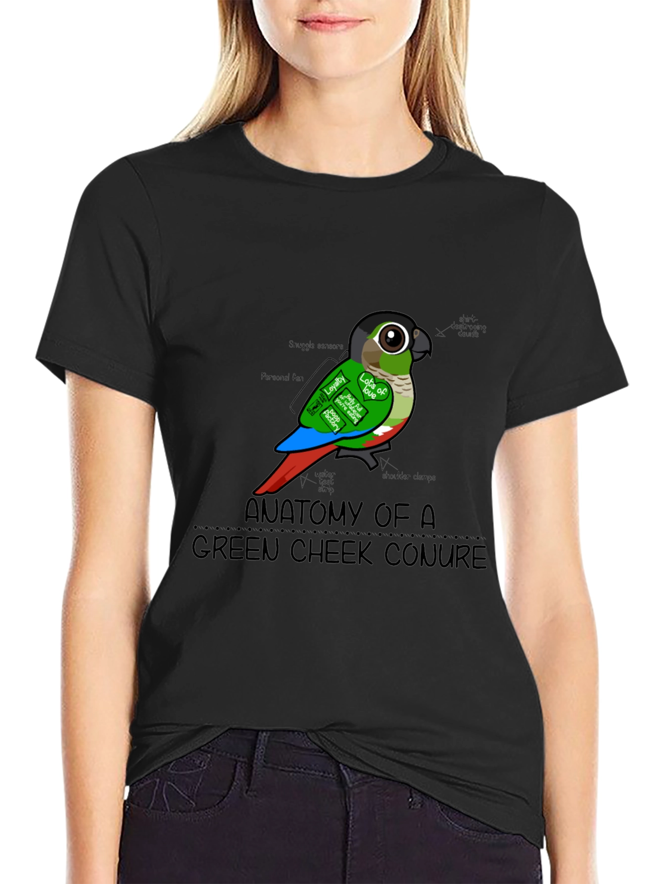 Anatomy of a Green Cheek Conure T-Shirt