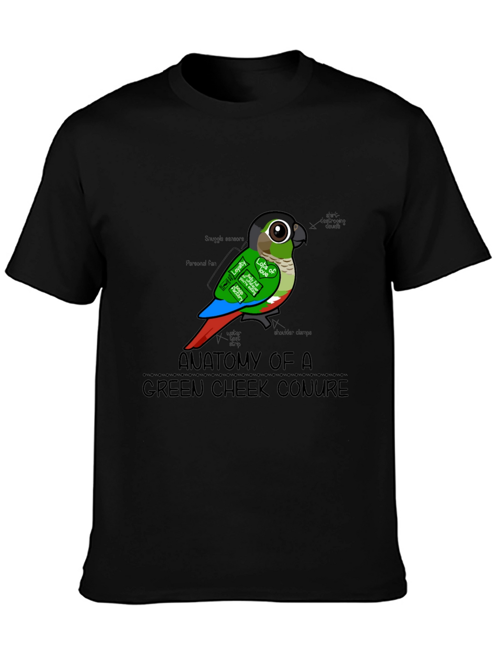 Anatomy of a Green Cheek Conure T-Shirt