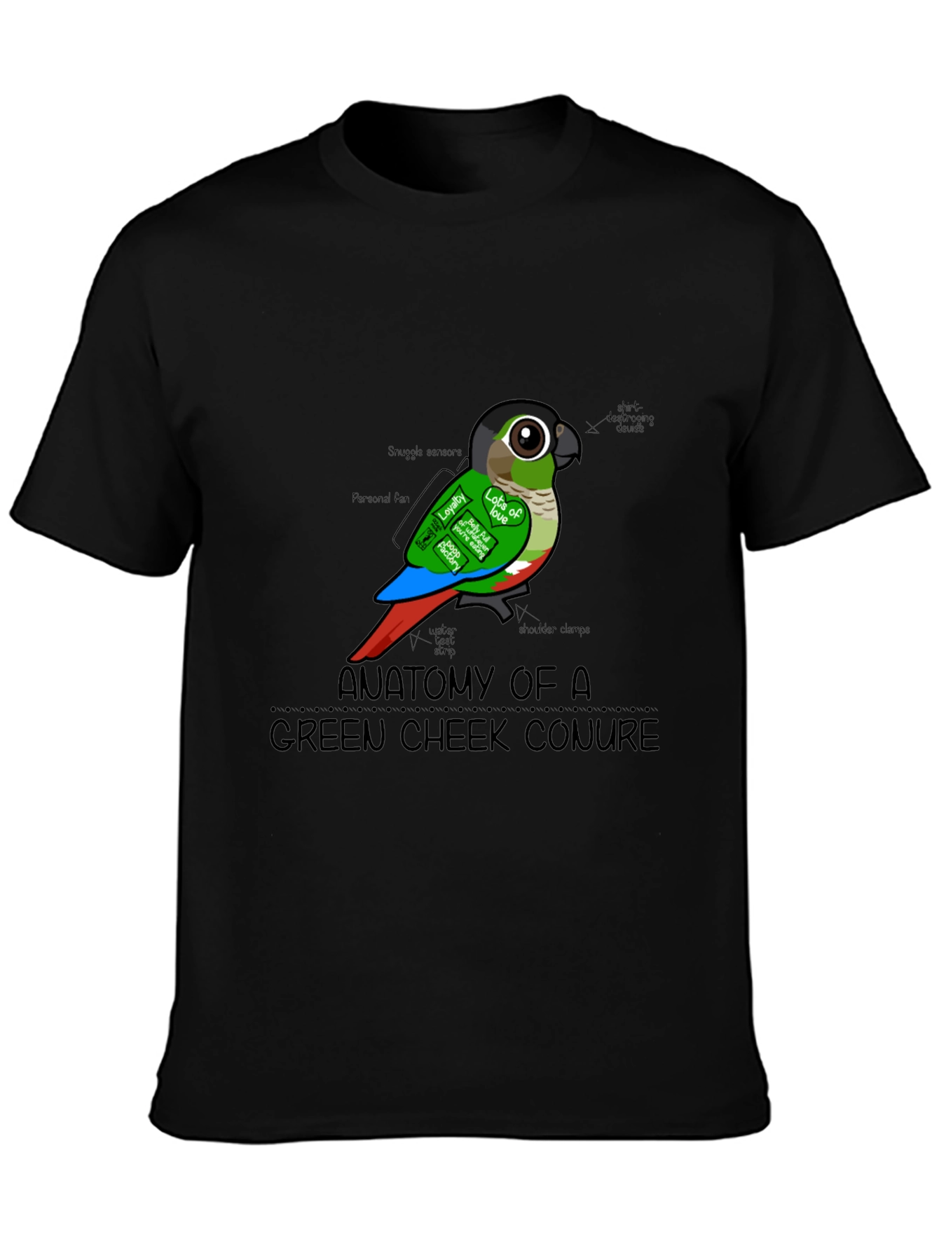 Anatomy of a Green Cheek Conure T-Shirt