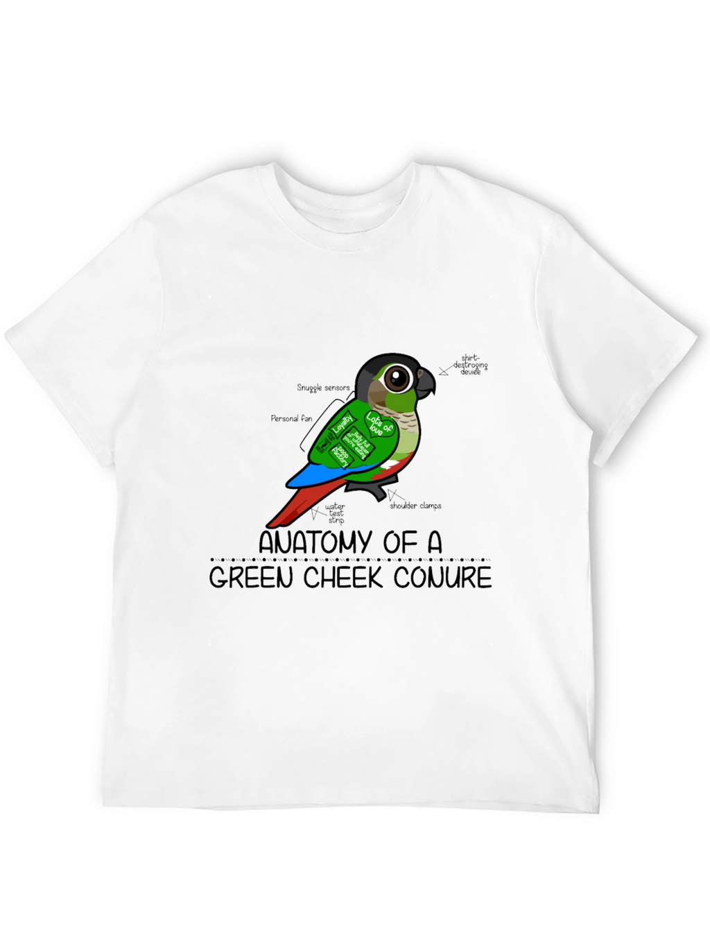 Anatomy of a Green Cheek Conure T-Shirt