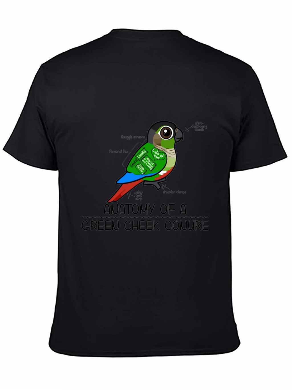 Anatomy of a Green Cheek Conure T-Shirt