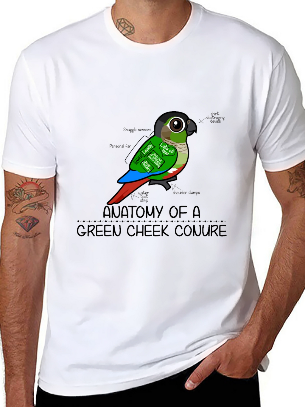 Anatomy of a Green Cheek Conure T-Shirt