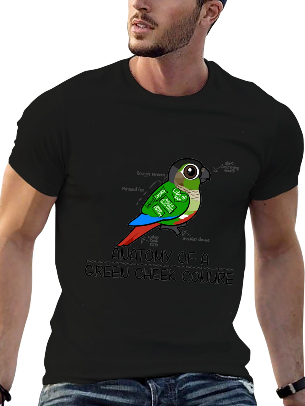 Anatomy of a Green Cheek Conure T-Shirt