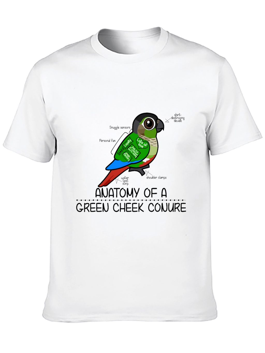 Anatomy of a Green Cheek Conure T-Shirt