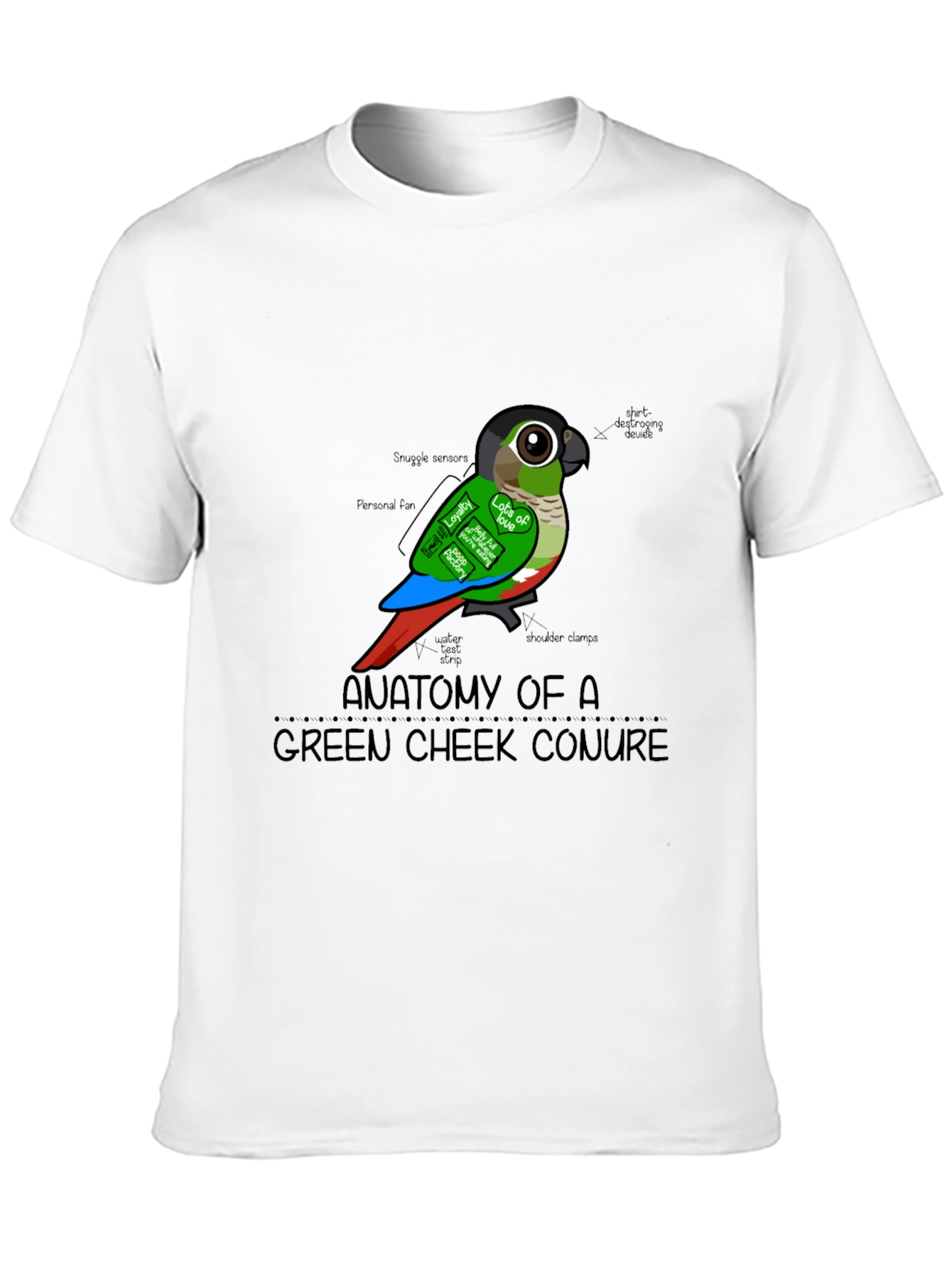 Anatomy of a Green Cheek Conure T-Shirt
