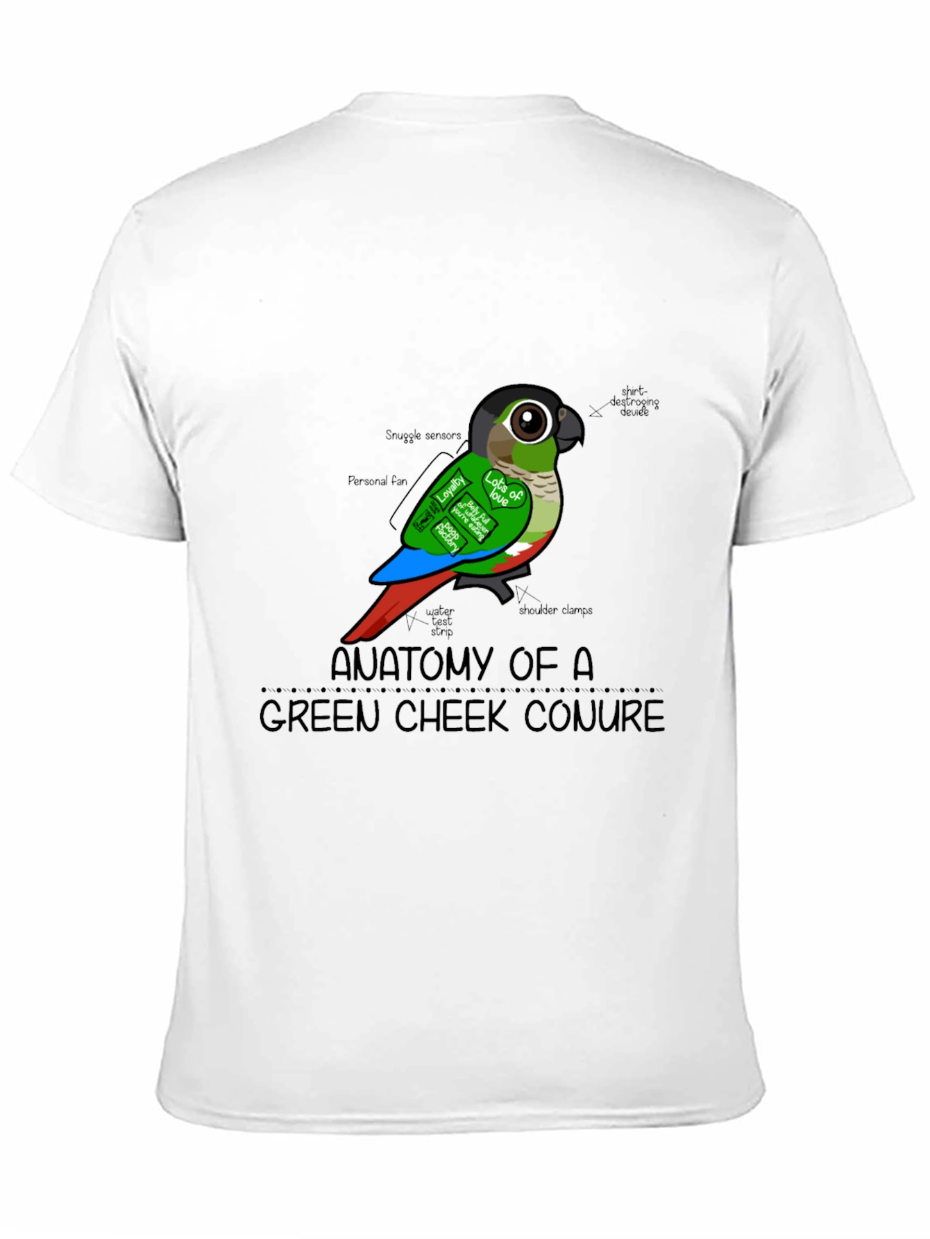 Anatomy of a Green Cheek Conure T-Shirt