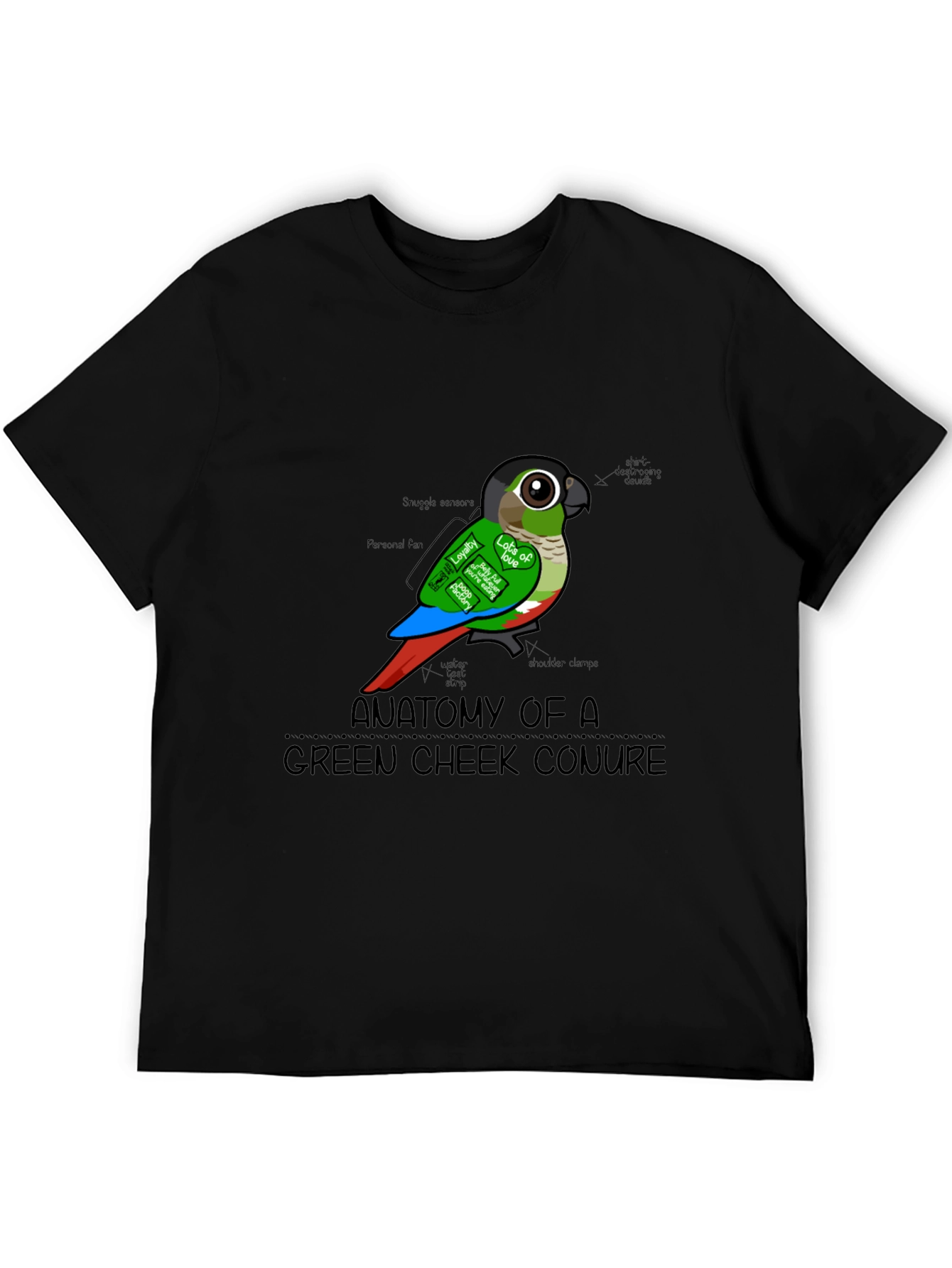 Anatomy of a Green Cheek Conure T-Shirt