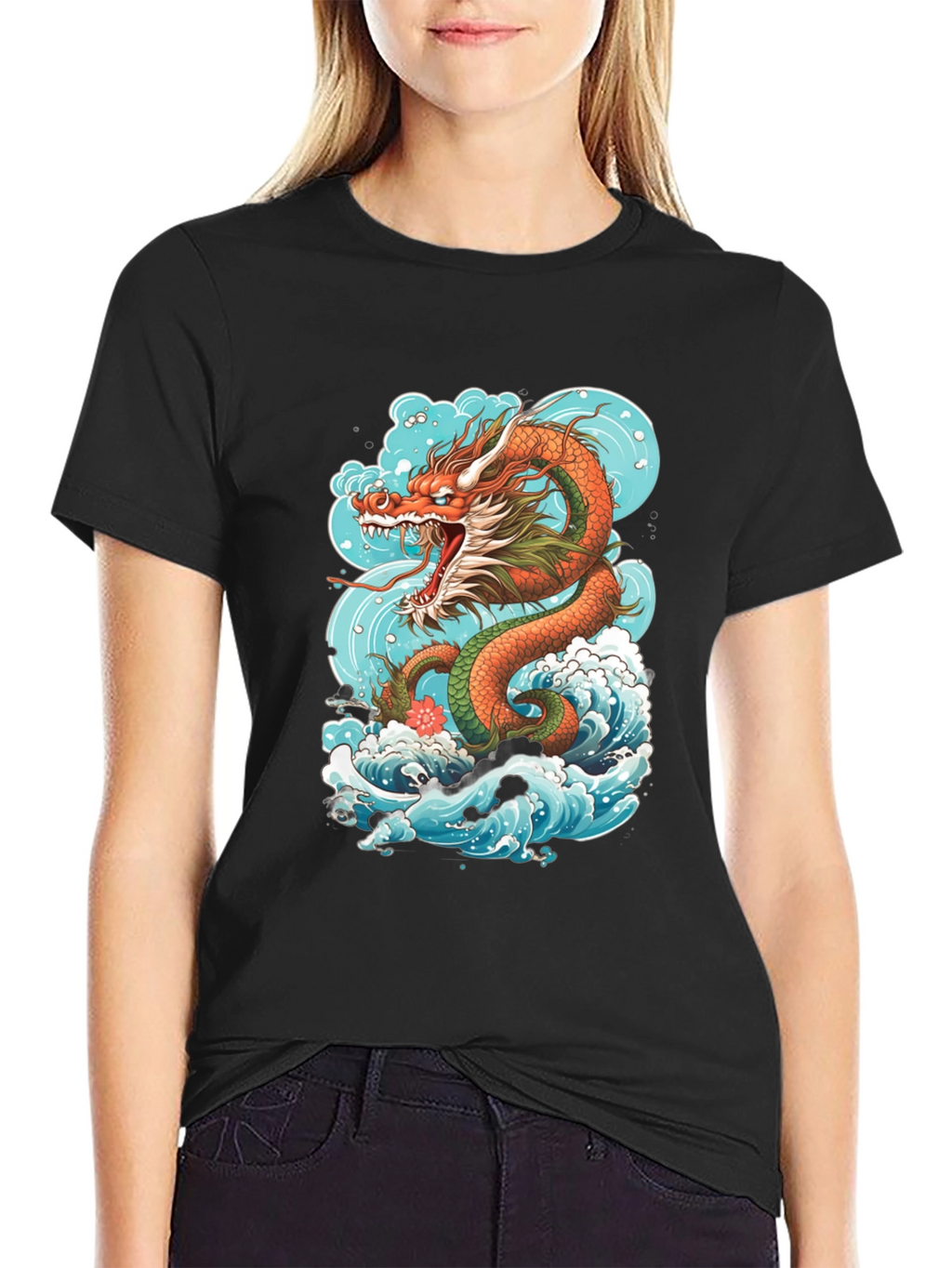 Dragon Wave Graphic Tee - Premium Cotton
