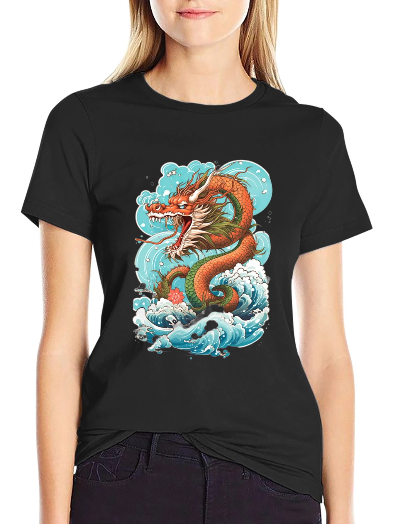 Dragon Wave Graphic Tee - Premium Cotton