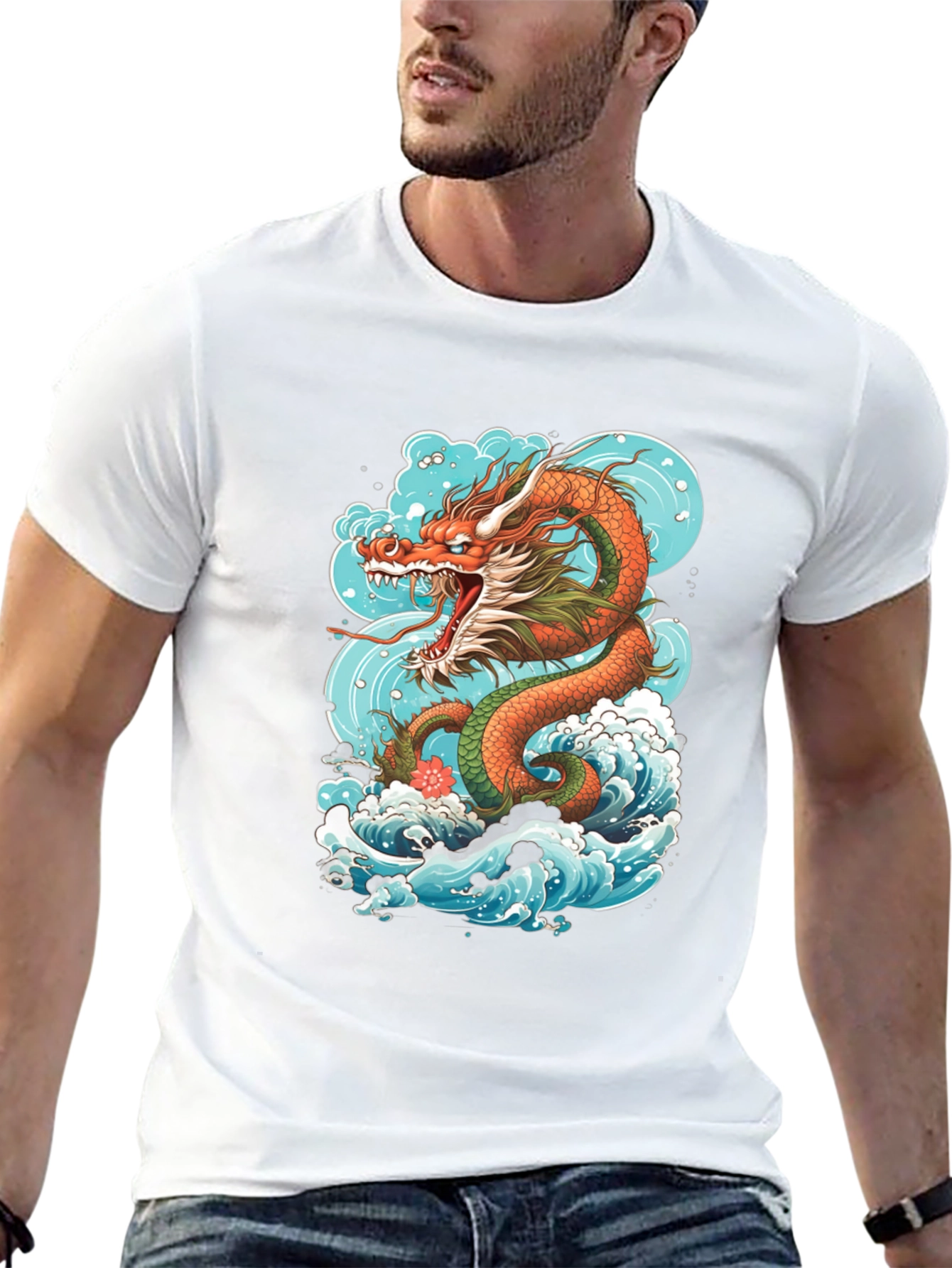 Dragon Wave Graphic Tee - Premium Cotton