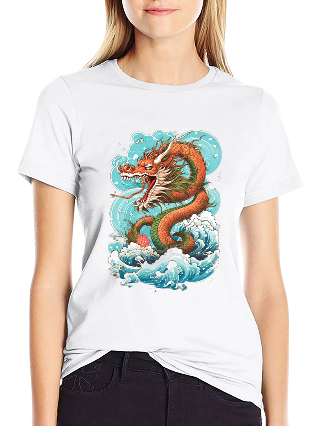 Dragon Wave Graphic Tee - Premium Cotton
