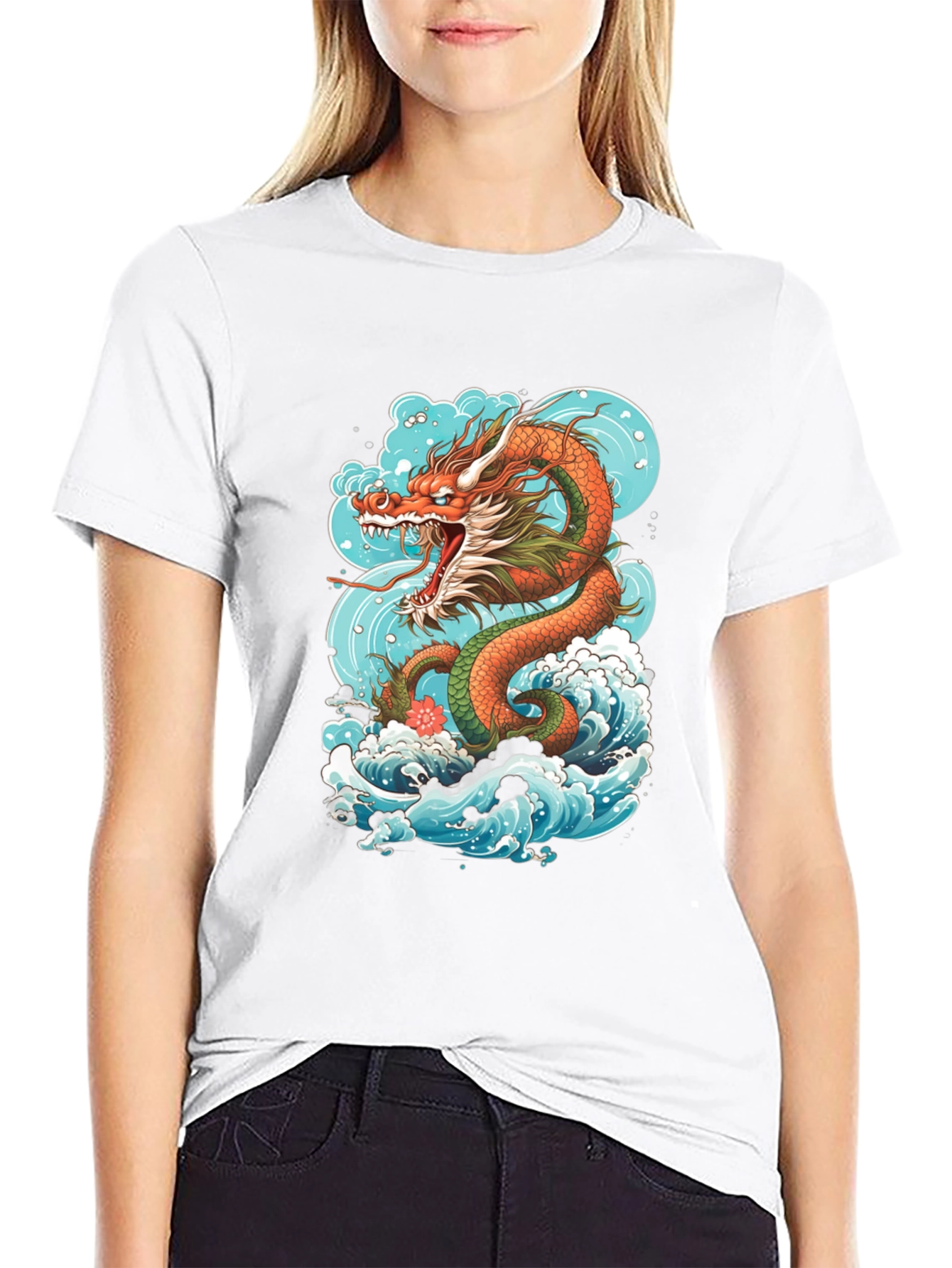 Dragon Wave Graphic Tee - Premium Cotton