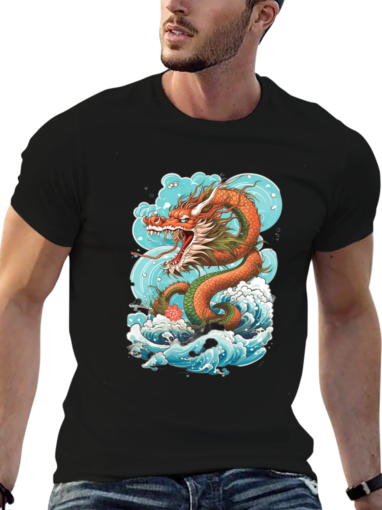 Dragon Wave Graphic Tee - Premium Cotton