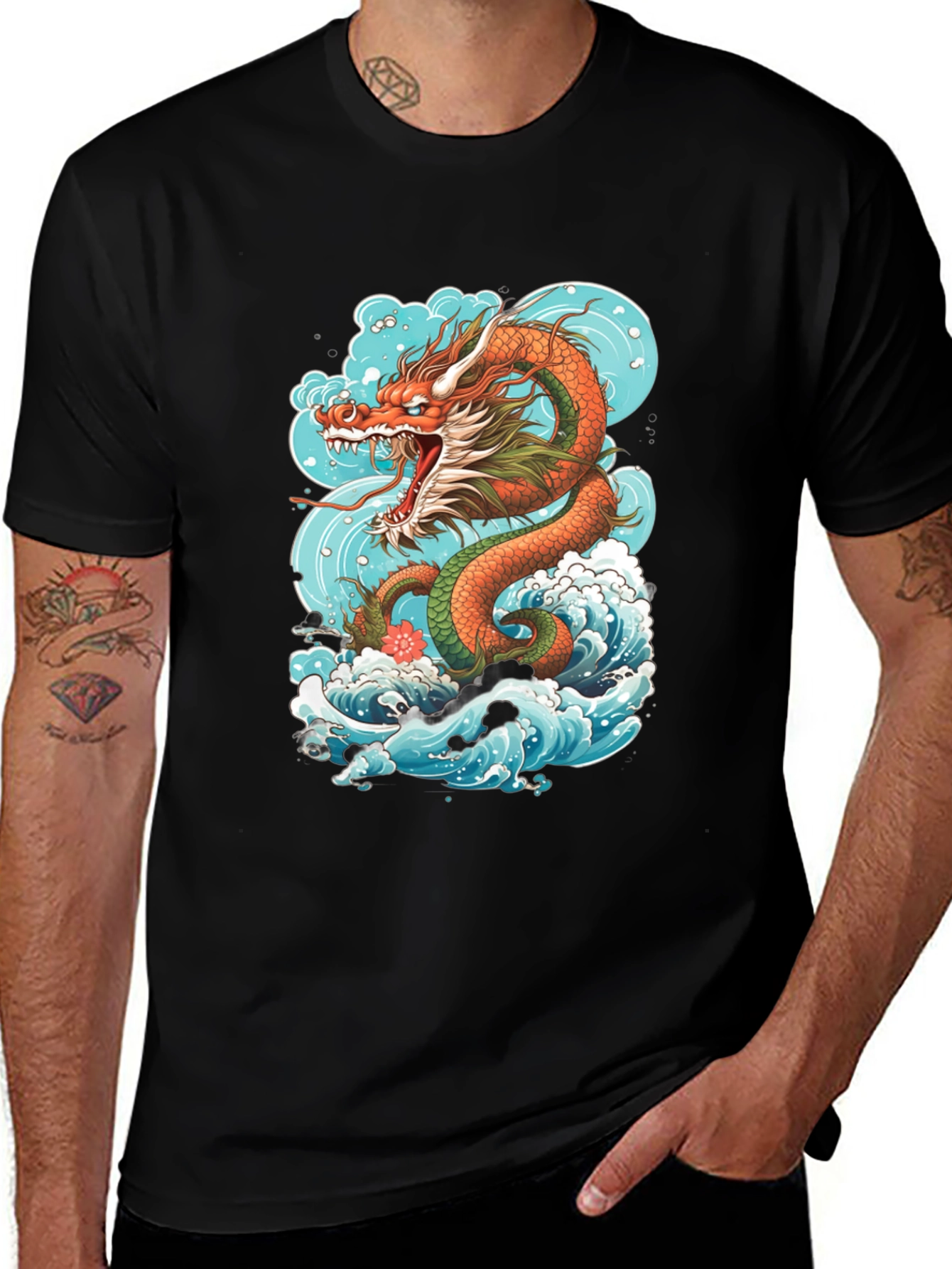 Dragon Wave Graphic Tee - Premium Cotton