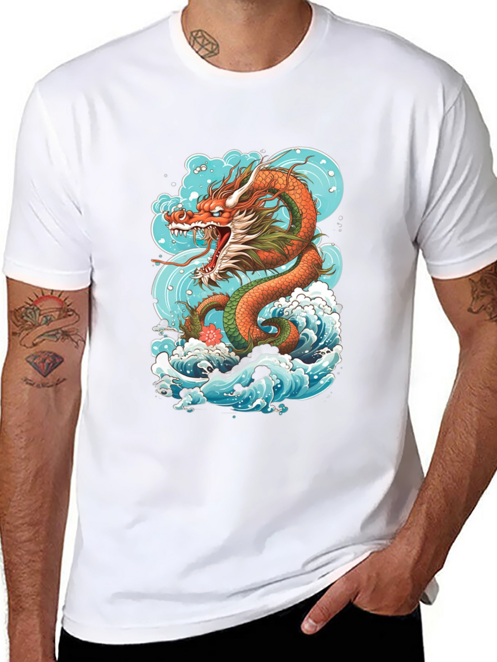 Dragon Wave Graphic Tee - Premium Cotton