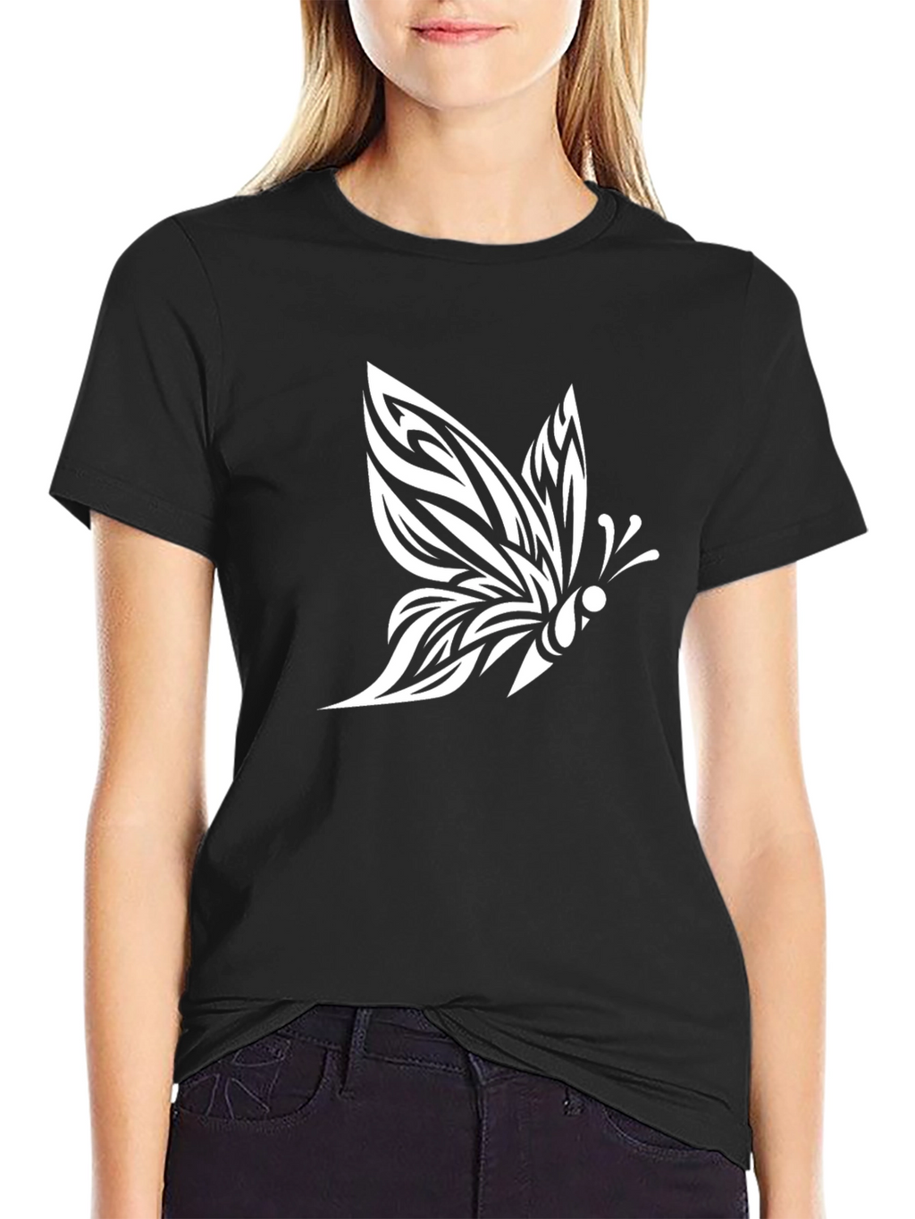 Butterfly Graphic Tee - Black Short Sleeve T-Shirt