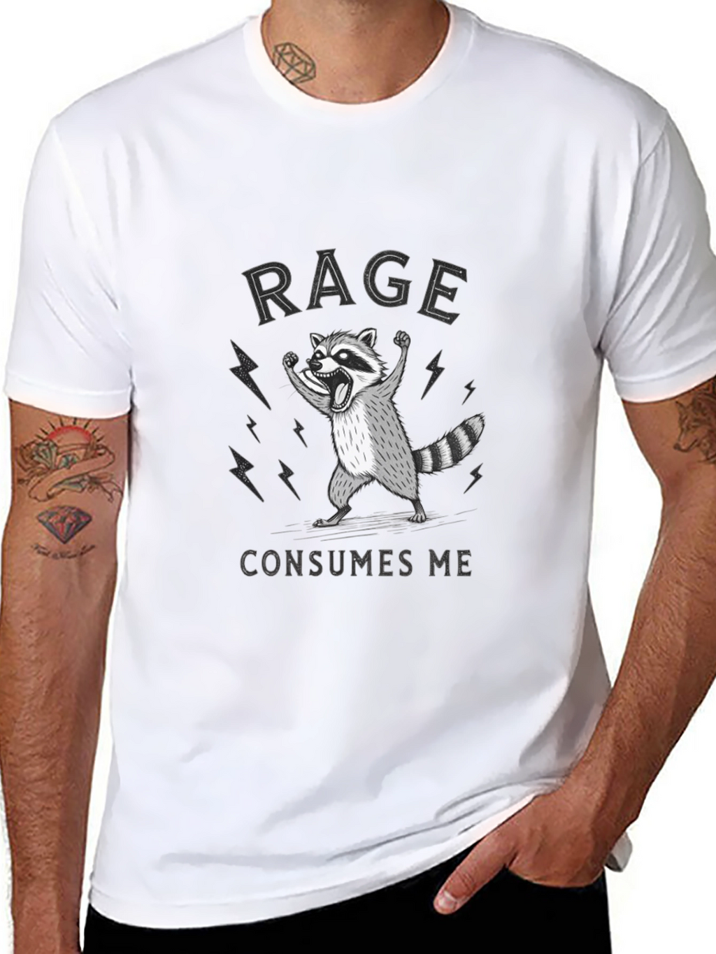 Rage Consumes Me Raccoon Graphic Tee