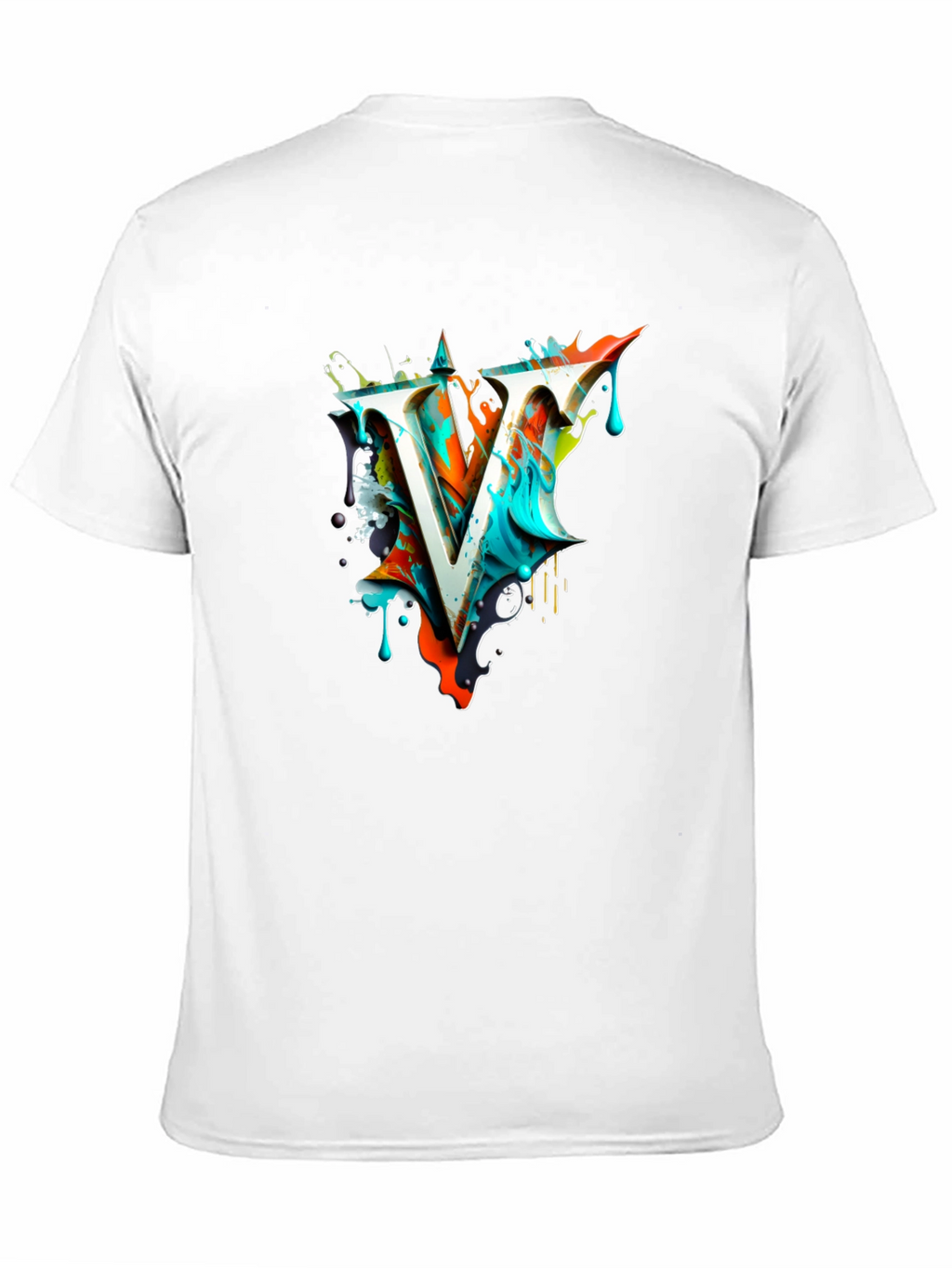 Abstract V Letter Black T-Shirt