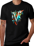 Abstract V Letter Black T-Shirt