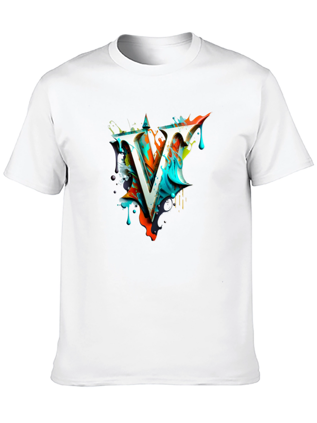 Abstract V Letter Black T-Shirt