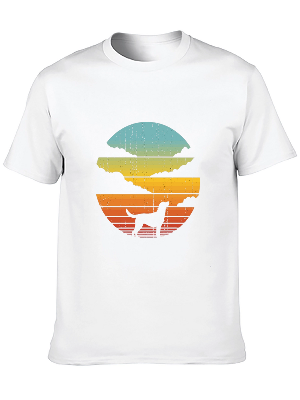 Retro Dog Sunset Graphic Tee - Black