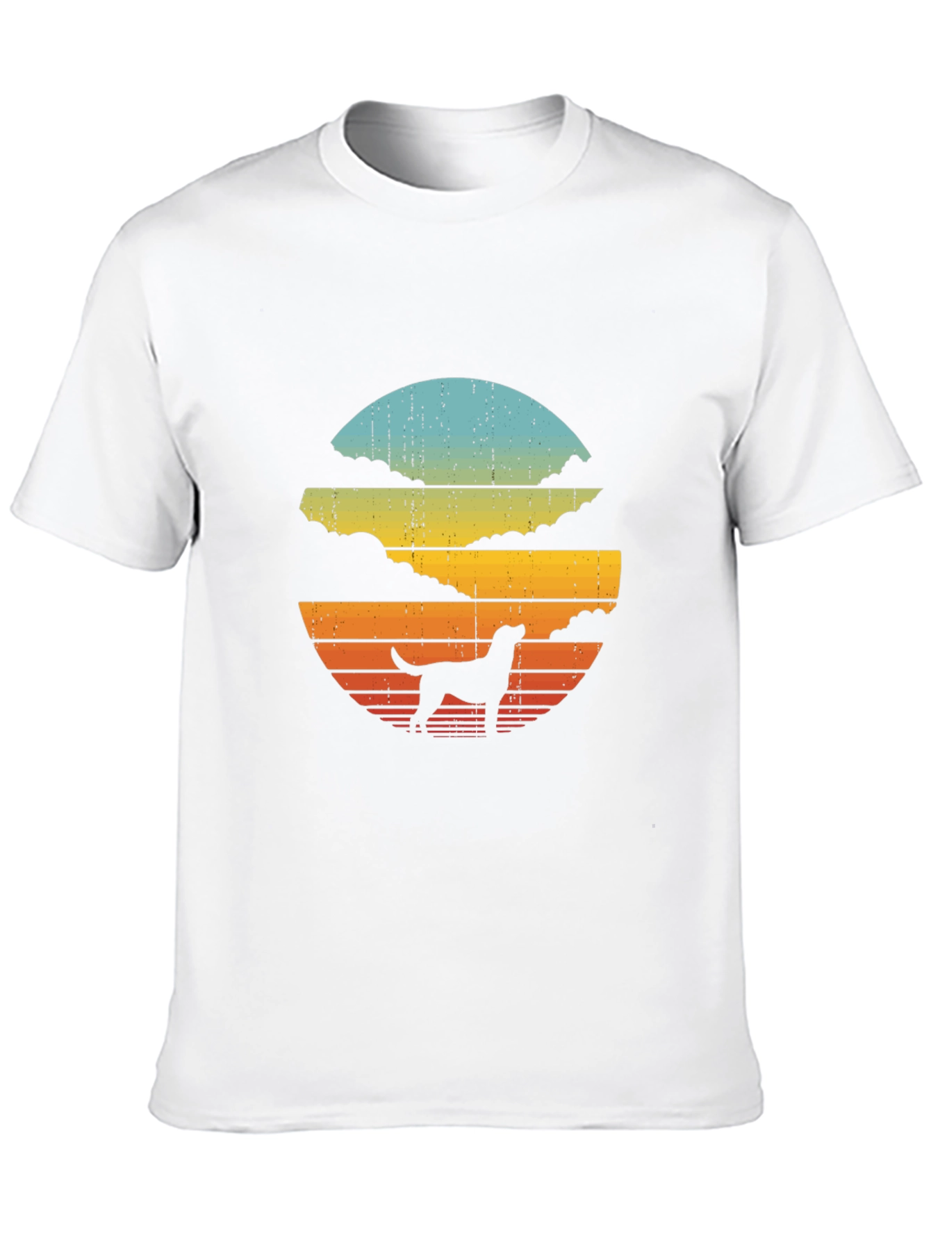 Retro Dog Sunset Graphic Tee - Black