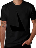 Mens Black Geometric Graphic Tee - Modern Style