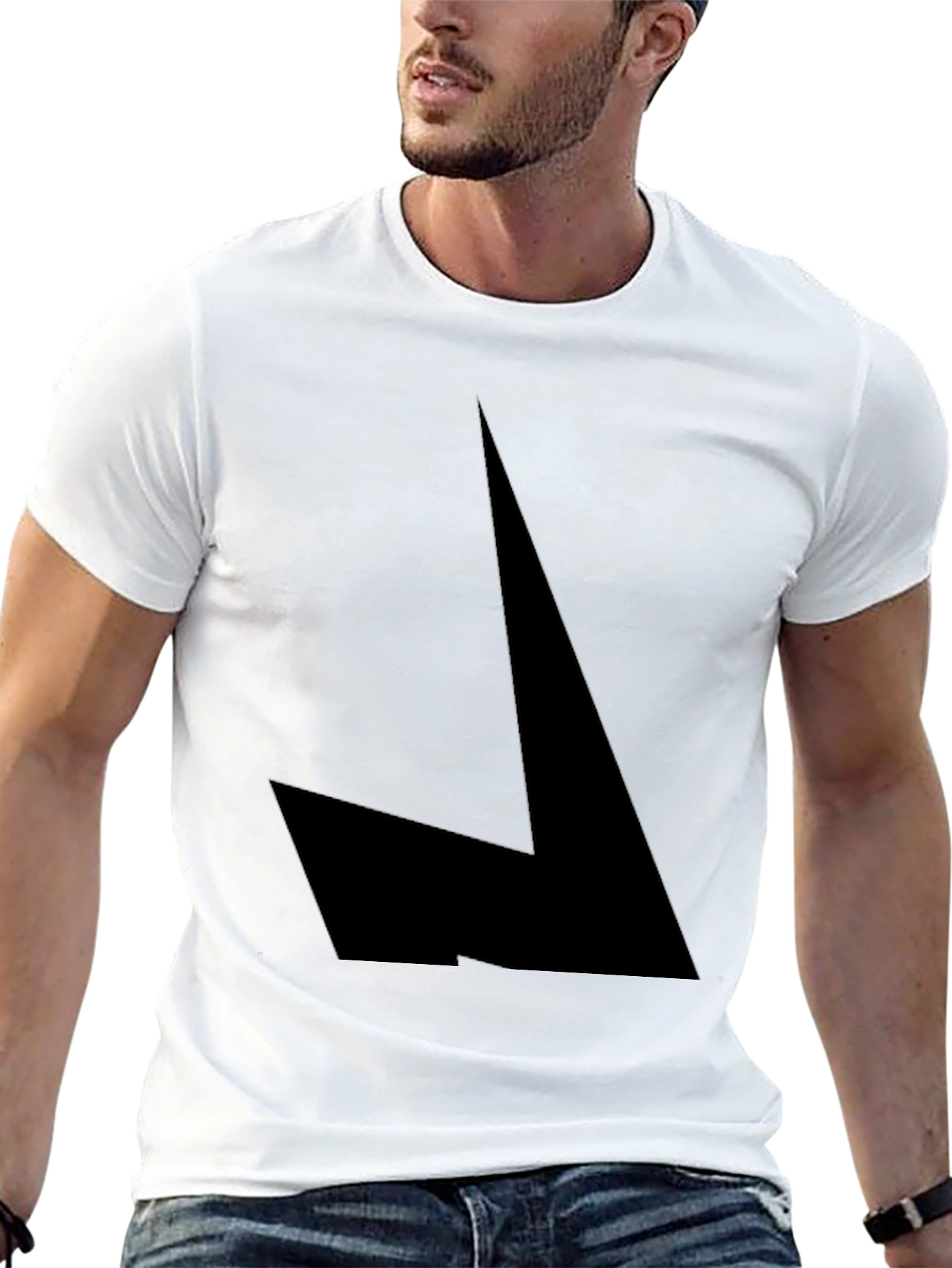 Mens Black Geometric Graphic Tee - Modern Style