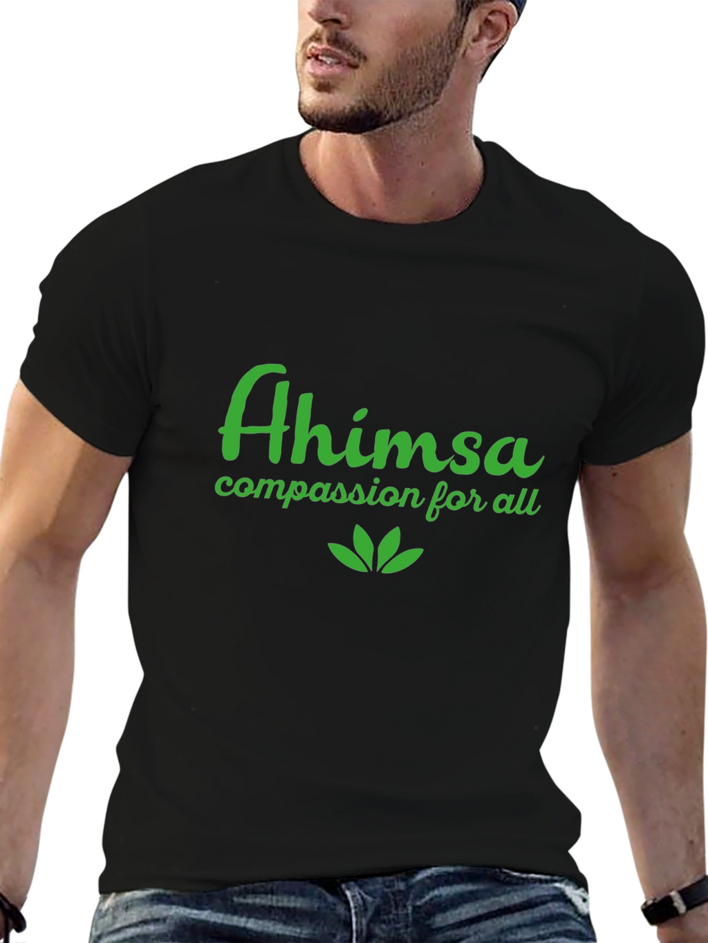 Ahimsa Black T-Shirt - Compassion for All