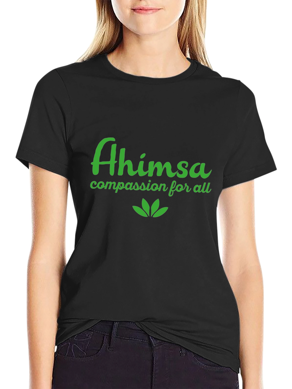 Ahimsa Black T-Shirt - Compassion for All