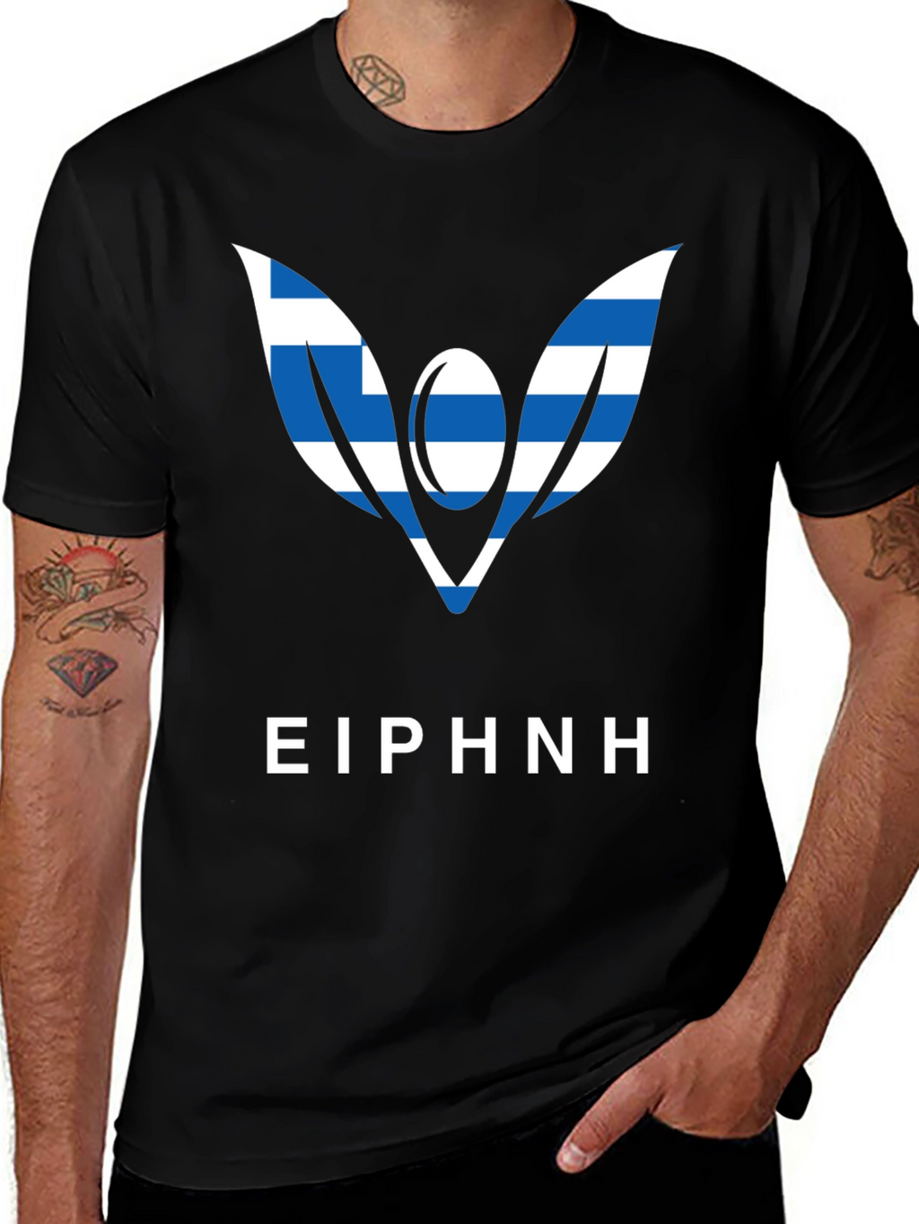 Greek Peace Dove Graphic Tee - Unisex Black T-Shirt