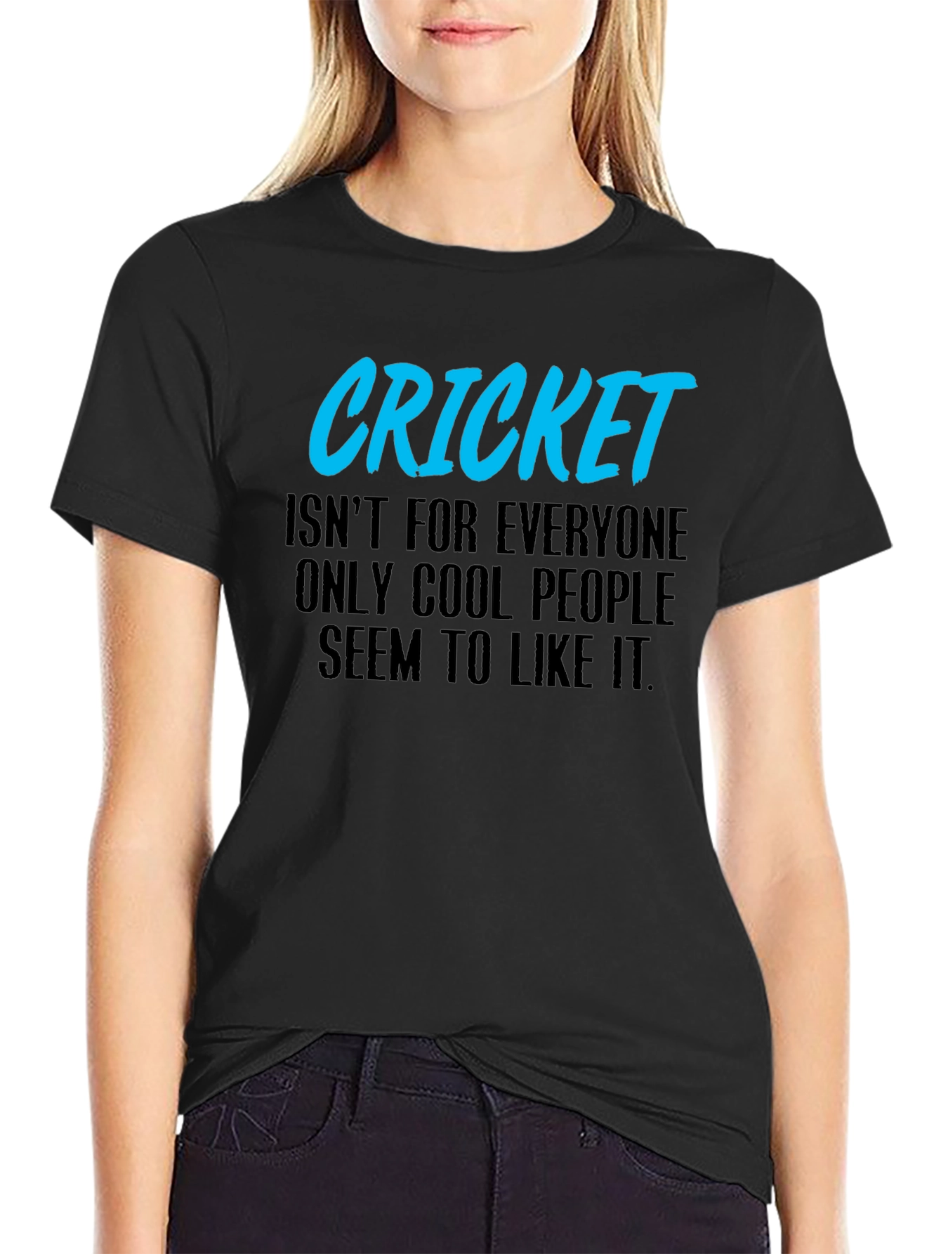 Cool Cricket Fan Black Graphic T-Shirt