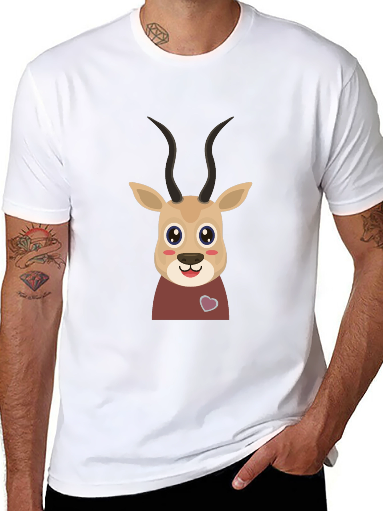 Cute Gazelle Graphic Tee - Black Cotton Blend Shirt
