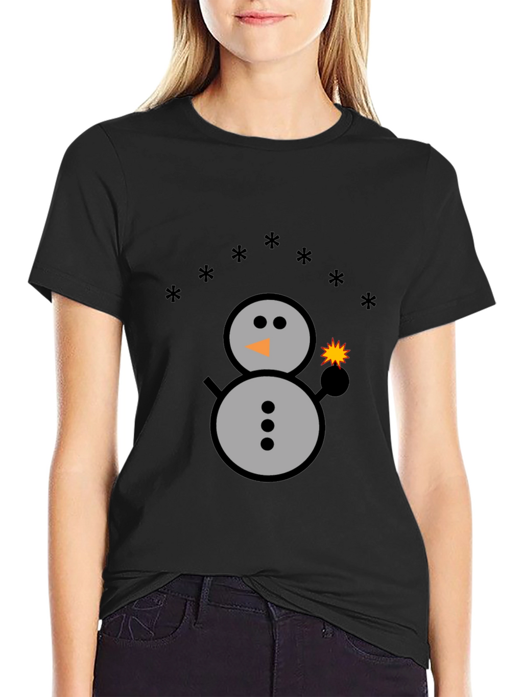 Festive Snowman Graphic Tee - Holiday Sparkle