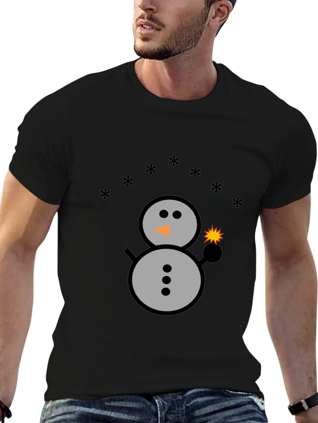 Festive Snowman Graphic Tee - Holiday Sparkle