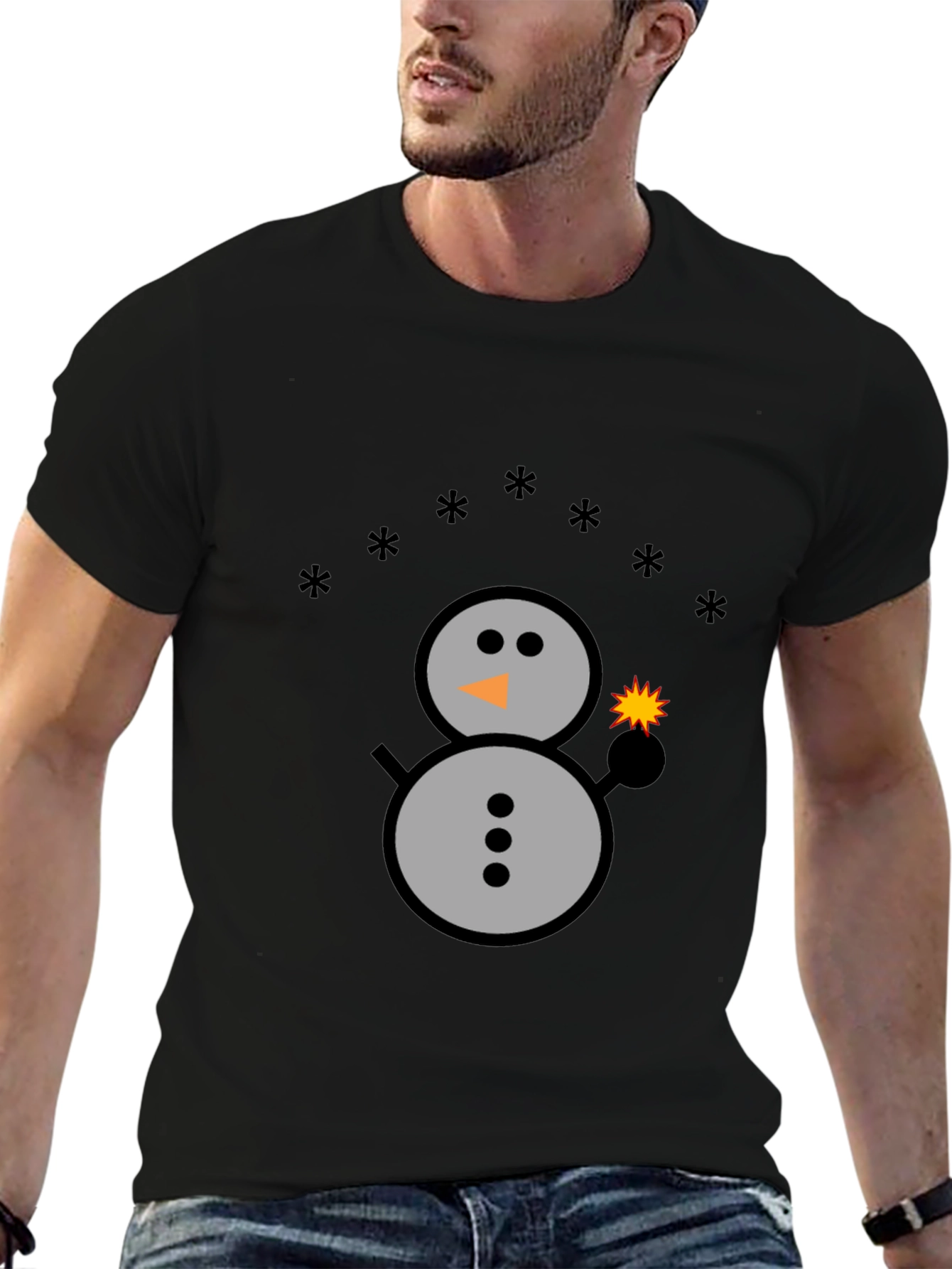 Festive Snowman Graphic Tee - Holiday Sparkle