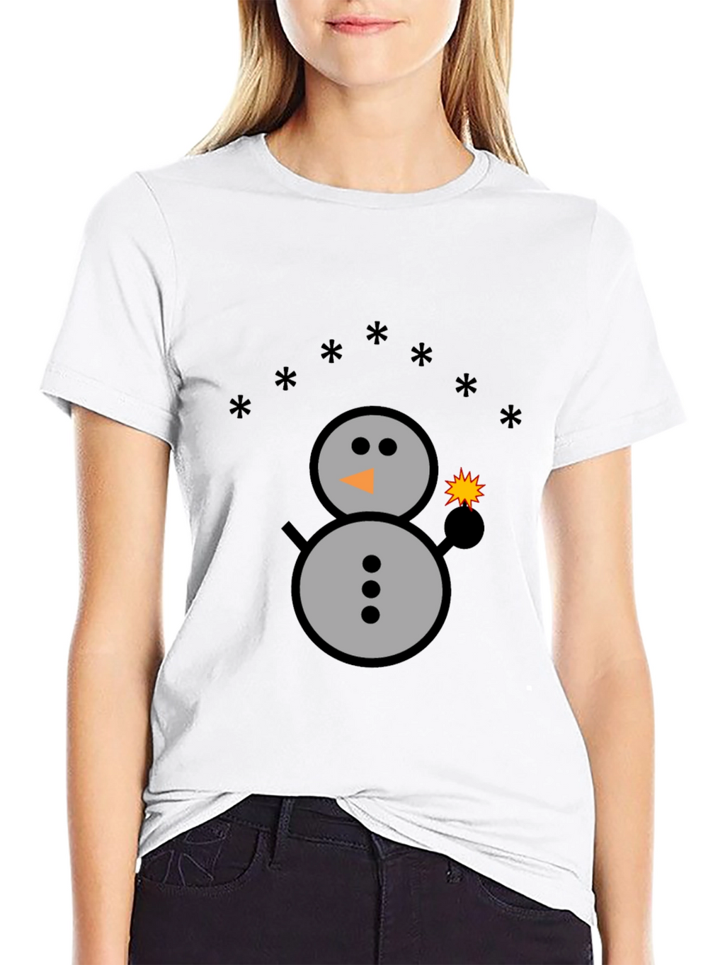 Festive Snowman Graphic Tee - Holiday Sparkle