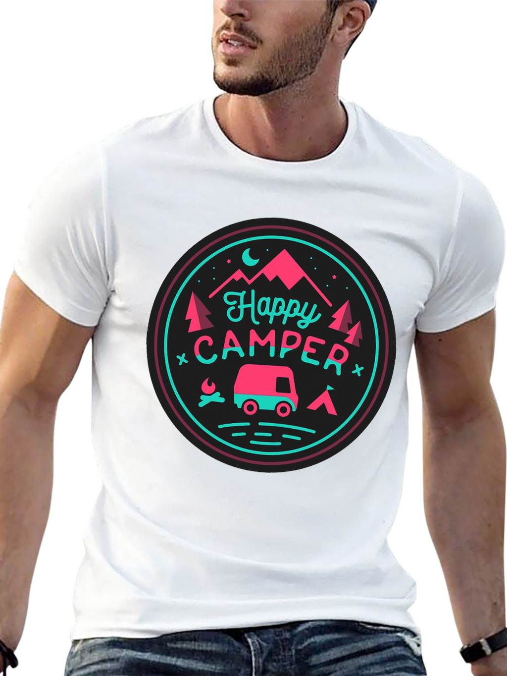 Happy Camper Graphic Tee - Camping Adventure Shirt