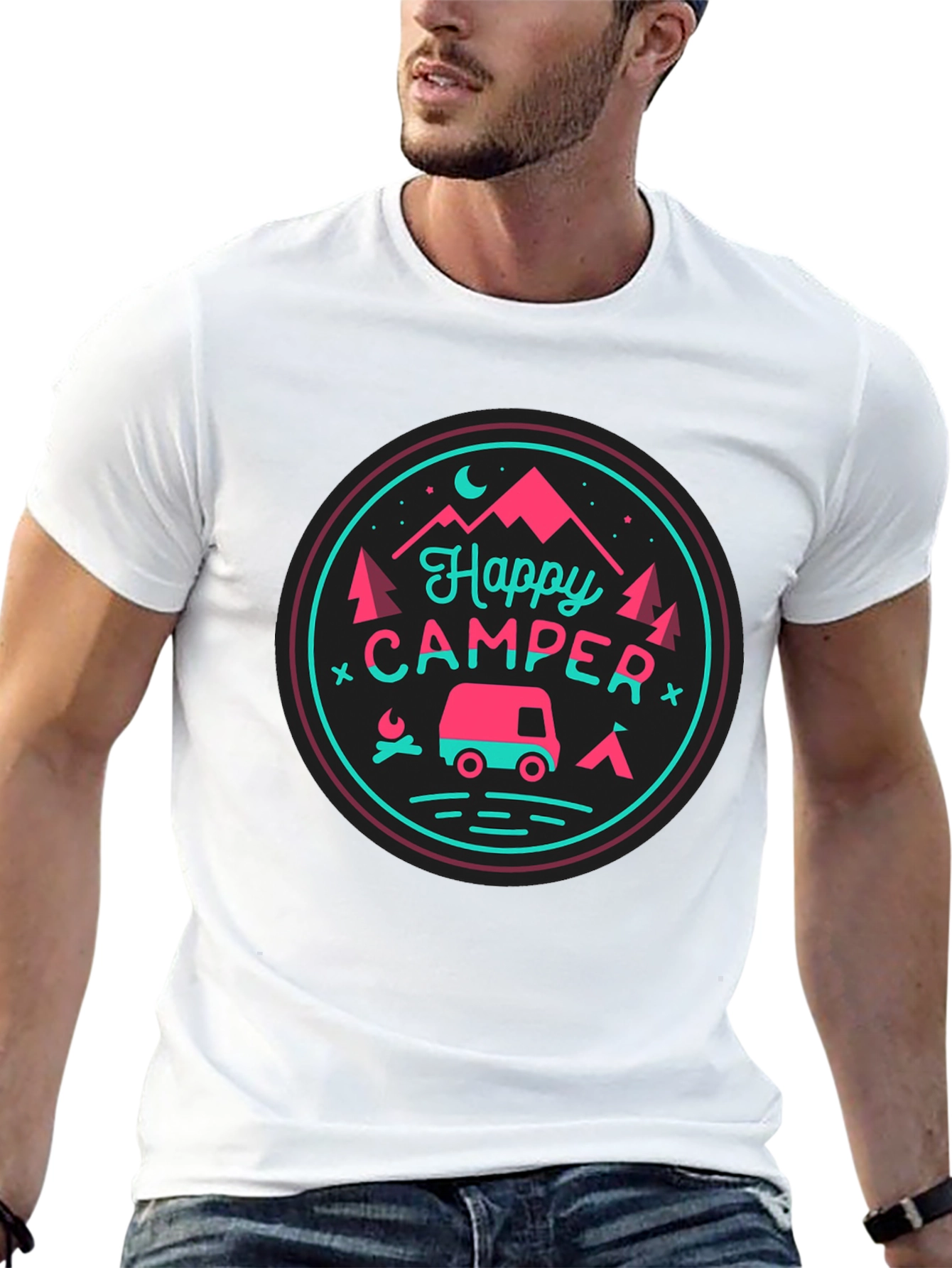 Happy Camper Graphic Tee - Camping Adventure Shirt