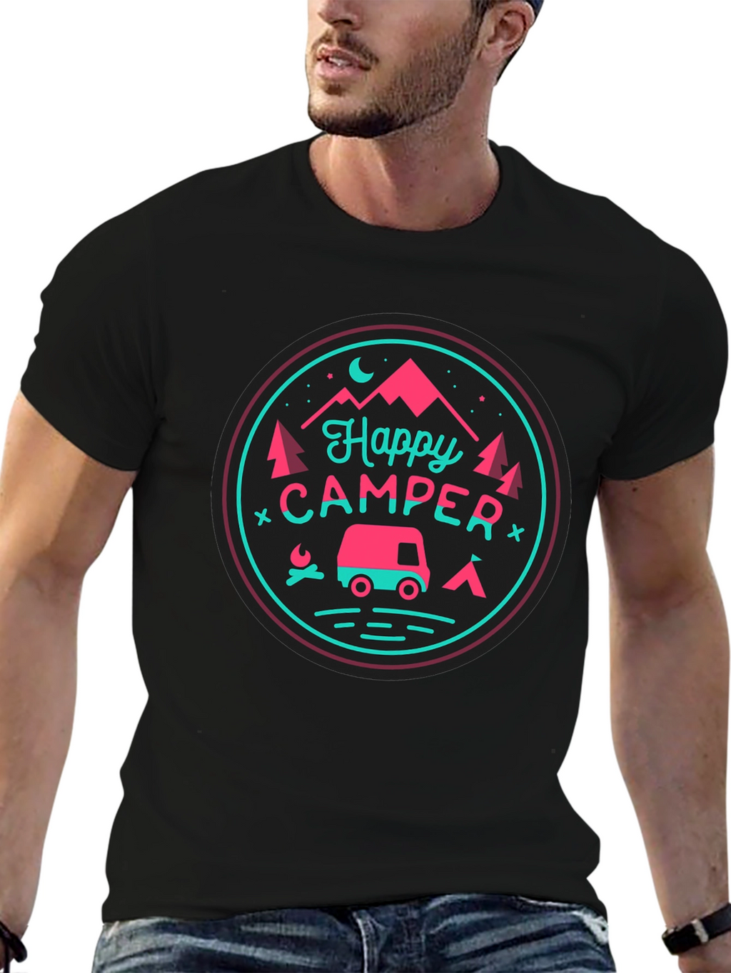 Happy Camper Graphic Tee - Camping Adventure Shirt