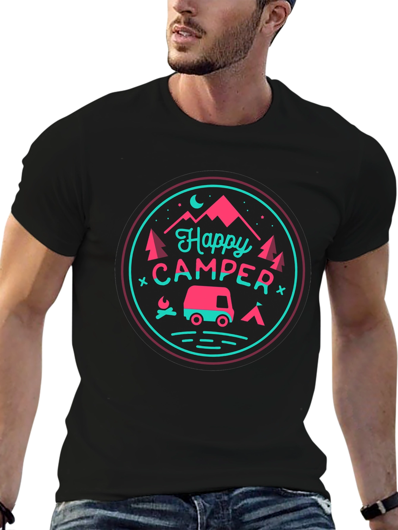 Happy Camper Graphic Tee - Camping Adventure Shirt