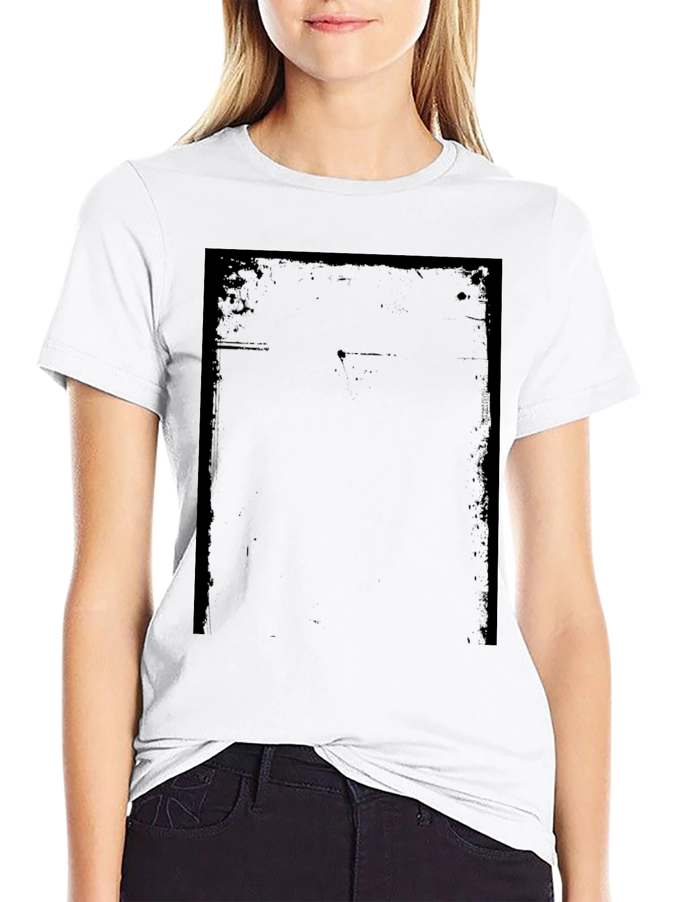 Mens Black Graphic T-Shirt - Distressed Print