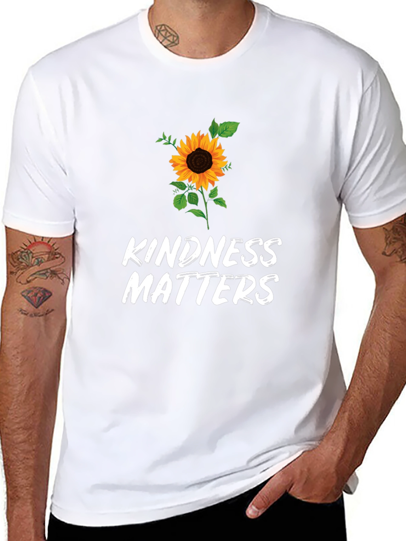 Kindness Matters Sunflower Graphic Black T-Shirt