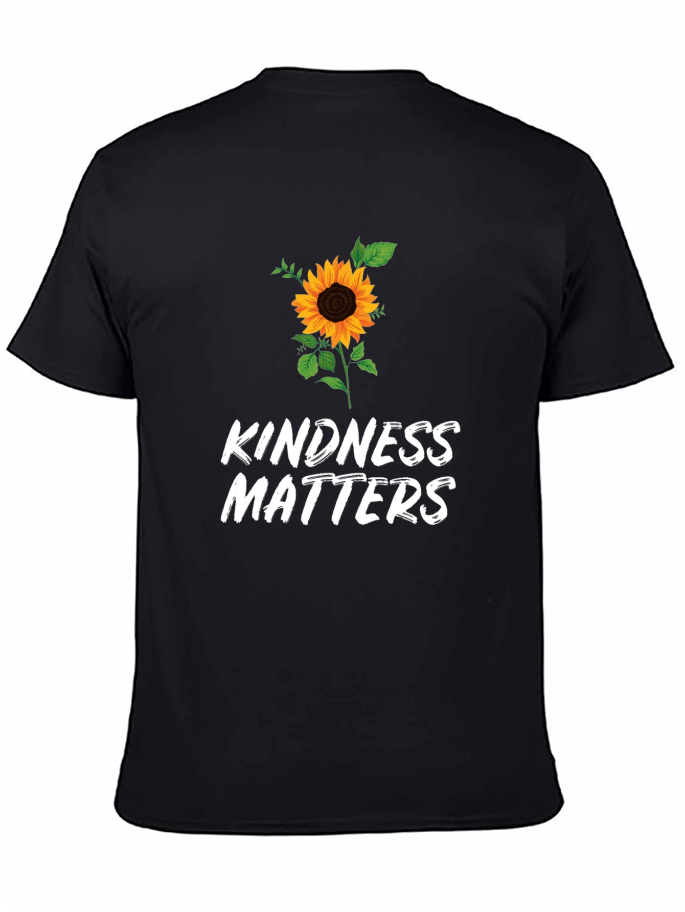 Kindness Matters Sunflower Graphic Black T-Shirt