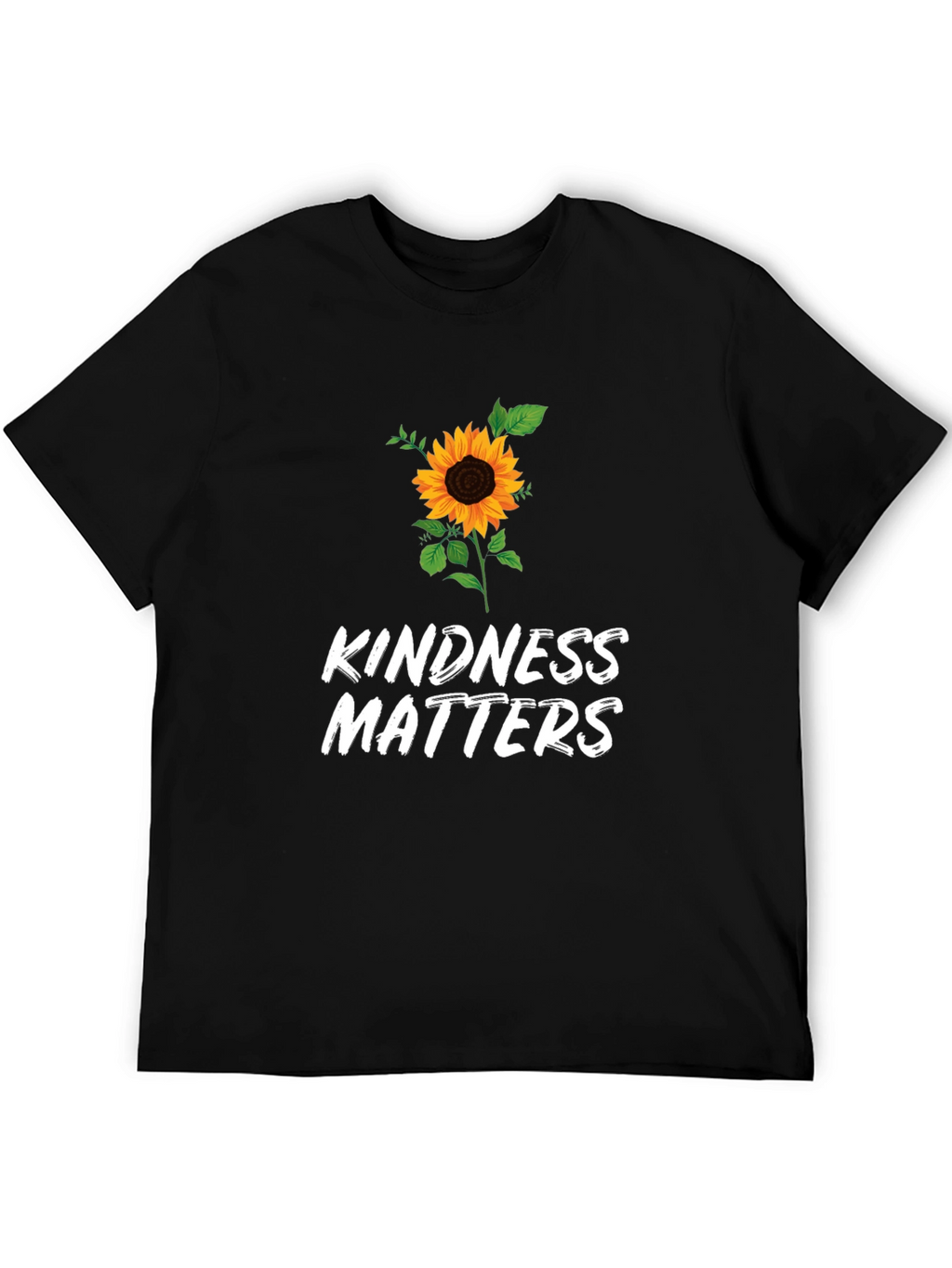 Kindness Matters Sunflower Graphic Black T-Shirt