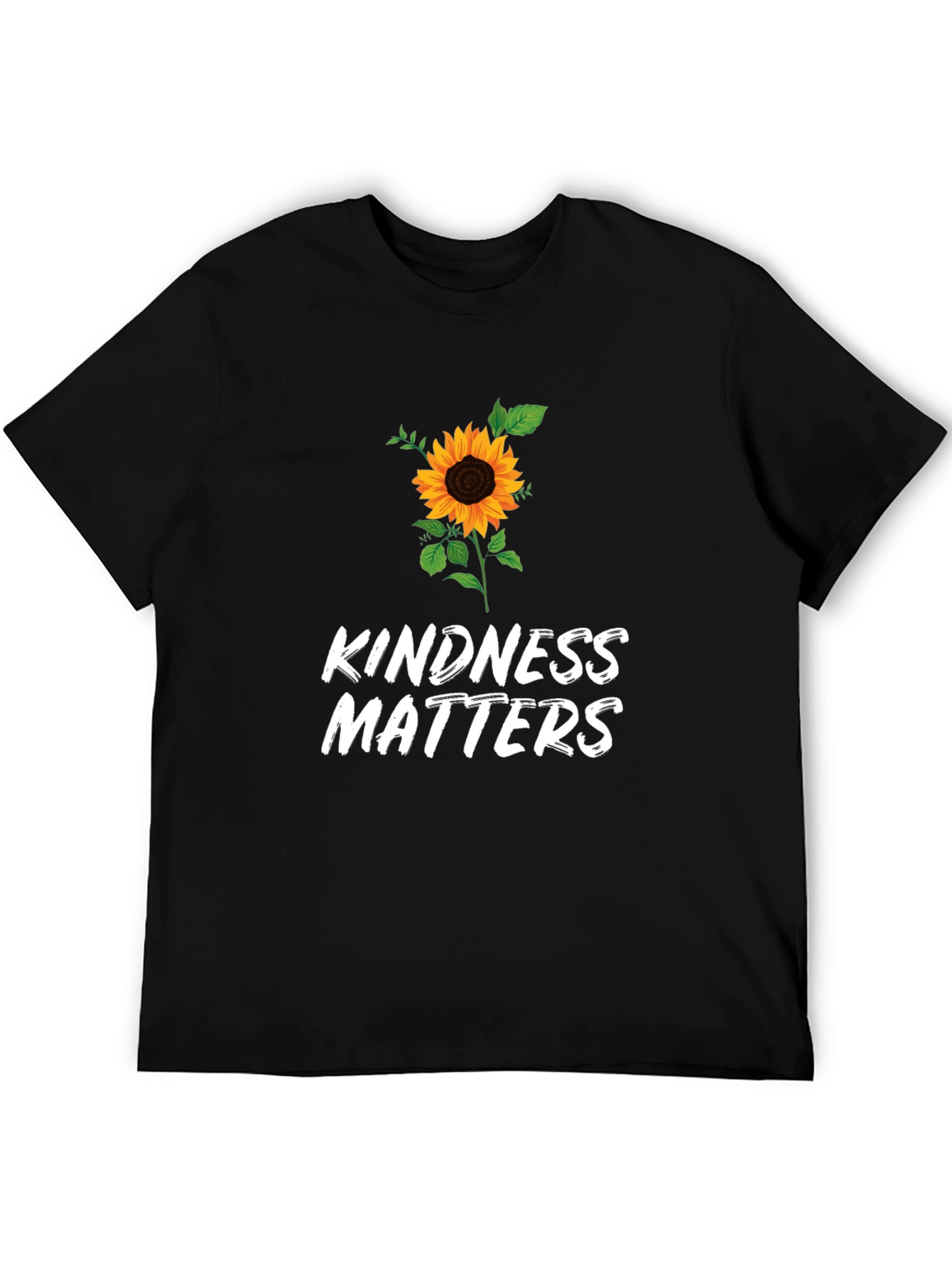 Kindness Matters Sunflower Graphic Black T-Shirt