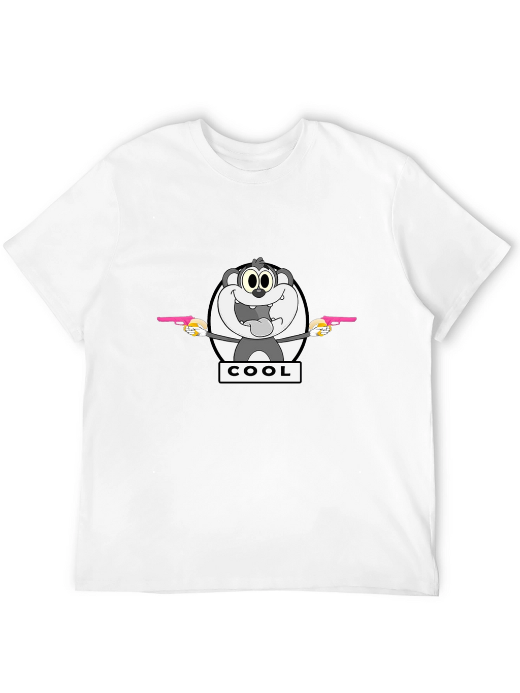 Cartoon Cool Bear Graphic Print Black T-Shirt