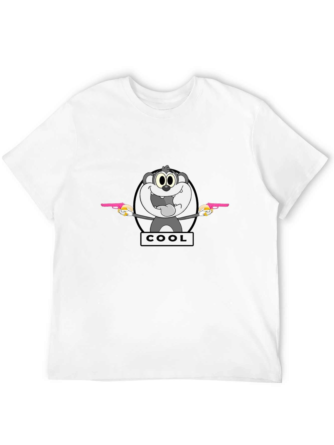 Cartoon Cool Bear Graphic Print Black T-Shirt