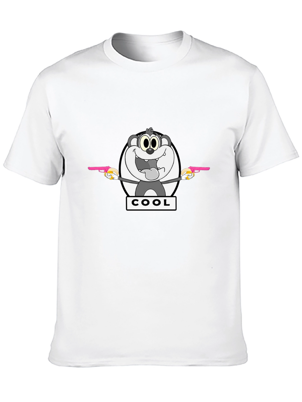 Cartoon Cool Bear Graphic Print Black T-Shirt