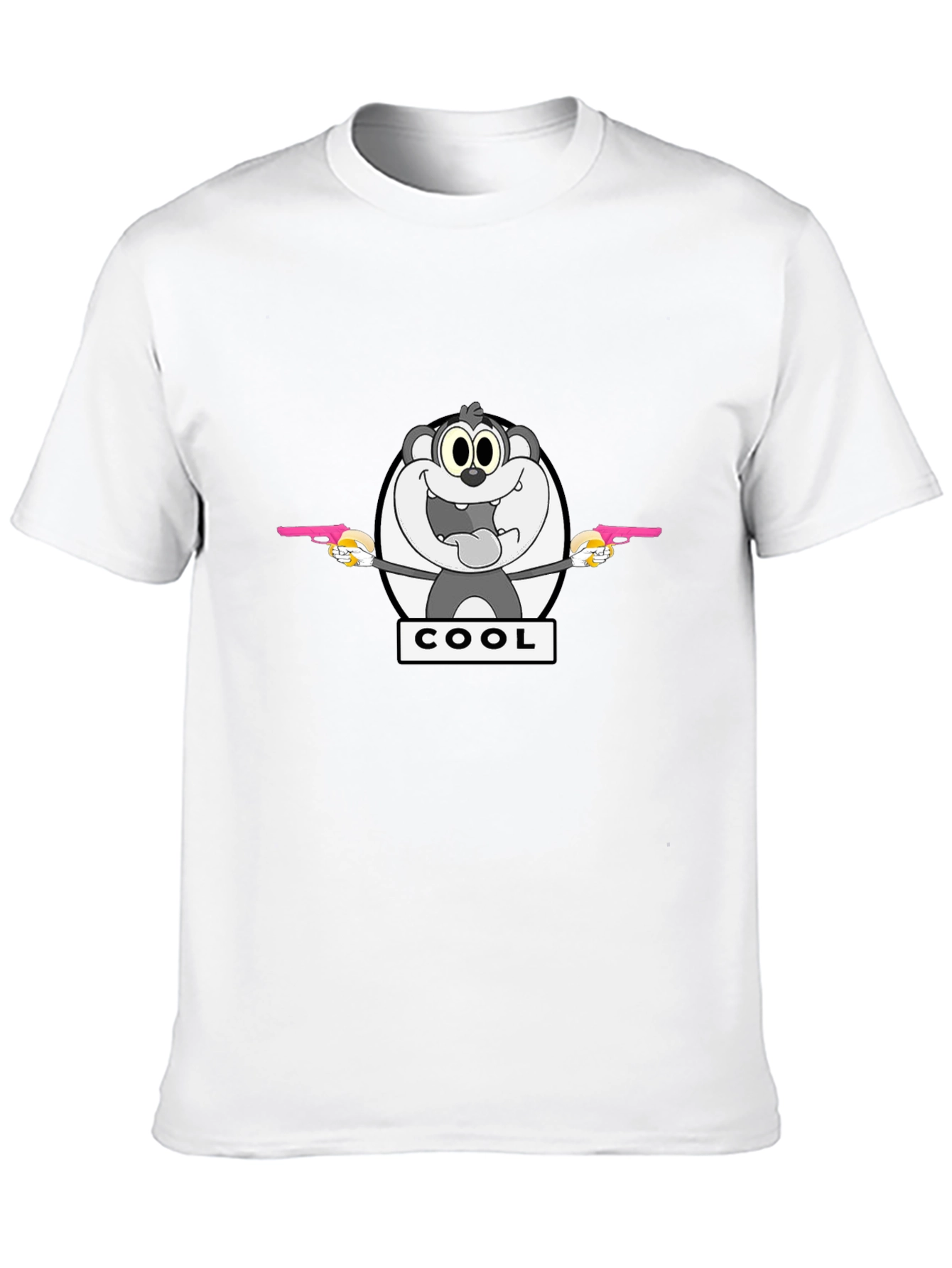Cartoon Cool Bear Graphic Print Black T-Shirt